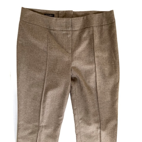 Escada Wool High Waist Pants Metallic Thread Pine - Picture 3 of 7